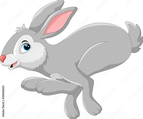 Cute cartoon rabbit running Stock Vector | Adobe Stock