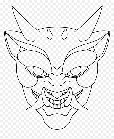 Transparent Oni Mask Png - Simple Oni Mask Drawing, Png Download - vhv