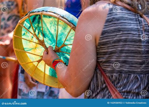 Closeup of Women Playing Sacred Drum Stock Image - Image of gathering ...