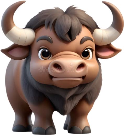 buffalo cartoon clipart cute  playful illustration stock