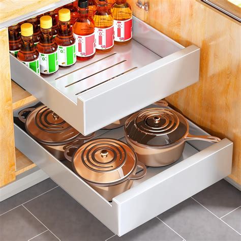 Amazon.com: Pull out Cabinet Organizer, 21"Deep, Slide out Drawers for
