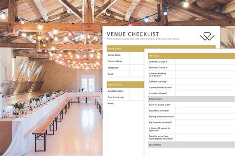How To Book A Wedding Venue - Wedding Venue Checklist - 5 Page Printable Guide - Wedinspire