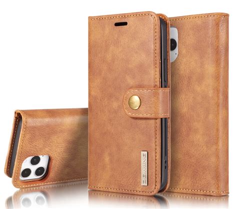 DG.MING iPhone 12 Pro Max Magnetic 2 in 1 Detachable Retro Leather Wallet Case Brown