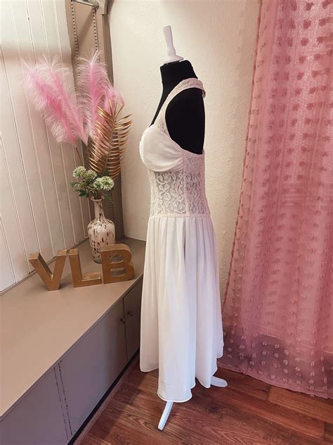 Halter Neck Wedding Dress, Chiffon, Lace, Halter Short Wedding Dress