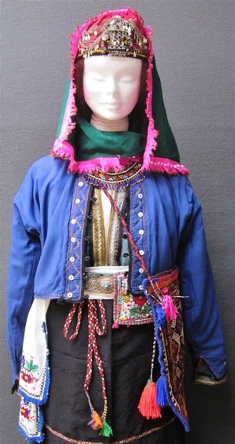 Close-up of a traditional festive costume from the Turkish villages in ...