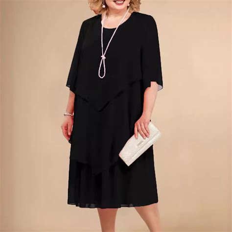 LSOLMD Tea Length Mother of The Bride Dresses for Wedding Plus Size