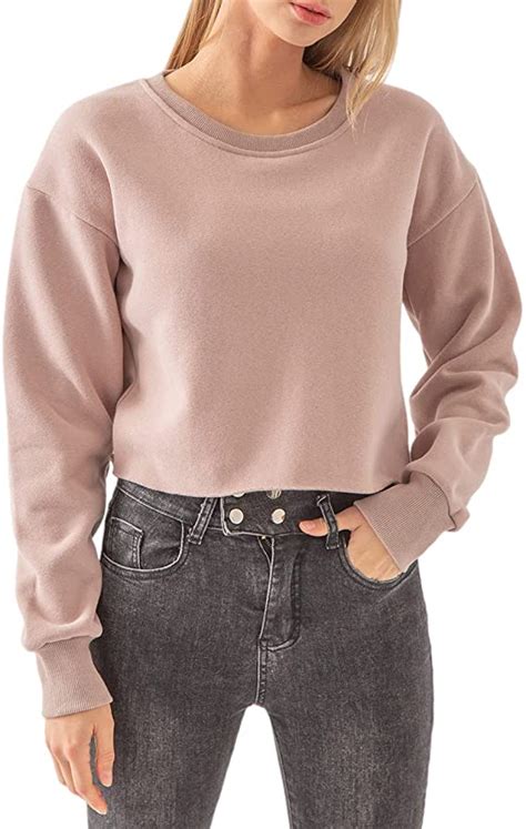 Amazhiyu Women’s Pullover Cropped Hoodie Casual Fleece Crop Top for ...