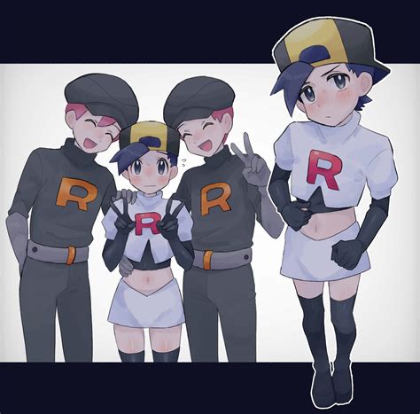 ethan and team rocket grunt (pokemon and 1 more) drawn by sana