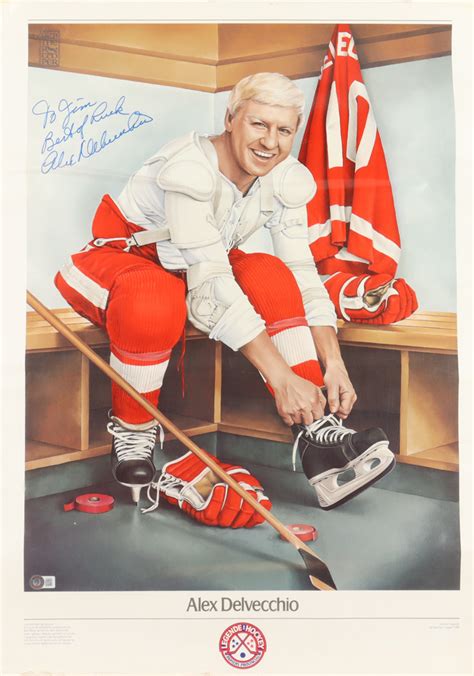 alex delvecchio signed red wings poster inscribed   luck