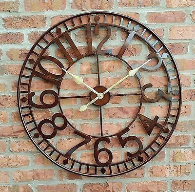 LARGE OUTDOOR MAINS OR BATTERY GARDEN WALL CLOCK BIG ARABIC NUMERALS ...