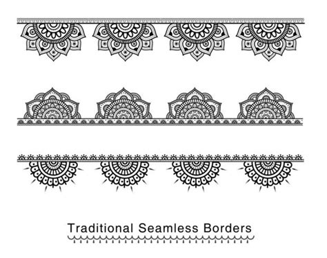 High detailed seamless mandala floral border pack 690846 Vector Art at Vecteezy