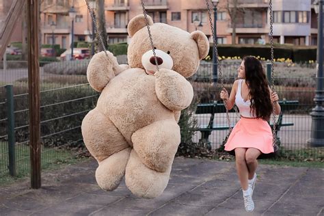 Girl With Big Teddy Bear On Swing Wallpaper,HD Girls Wallpapers,4k ...