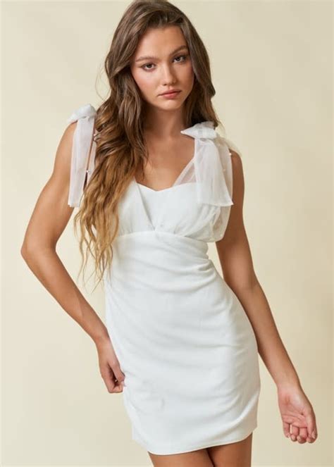 Pearl Detail White Dress - Cousin Couture
