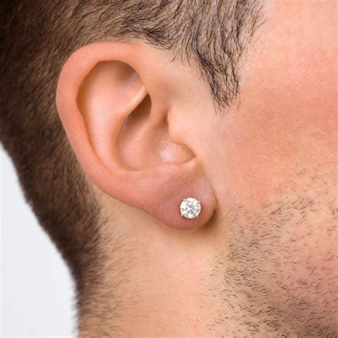 Mens Earrings, Mens Stud Diamond Earrings Gold Moissanite Earrings VVS1 Diamond Stud Earrings ...