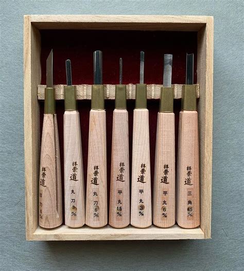 Washi Arts on Instagram: “Set of seven Japanese woodblock carving tools ...