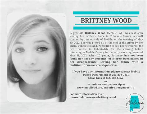 Brittney Wood | Alabama Cold Case Advocacy™