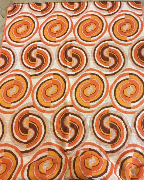 Vintage Curtain Fabric Remnant 1960s Mid Century Orange | Etsy