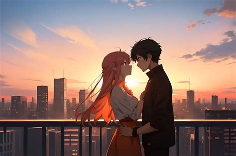 Premium Photo | Romantic scene of anime couple illustration