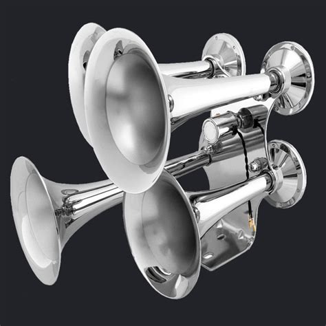 12/24V loud sound big train air horn Four Trumpet Chrome Air Horn (HS-1023FC)