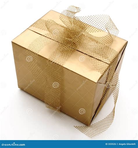 single gift stock photo image  birthday surprise gold