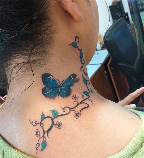neck butterfly tattoo ideas elegant designs   style