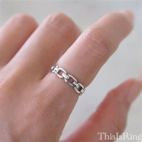 Chain Ring Silver Sterling Silver Chain Belt Shape Ring Women's Silver