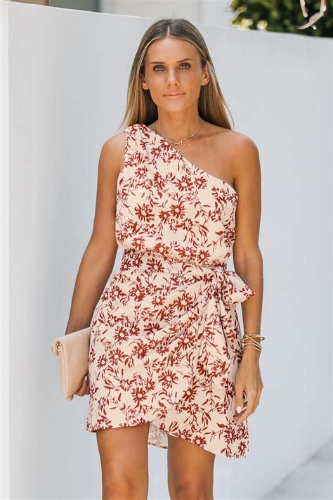 one shoulder dresses floral