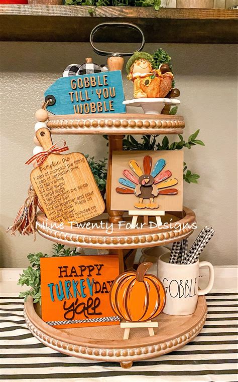 Turkey Day, Thanksgiving Tiered Tray Decor, Turkey Day Decor T14 - Etsy