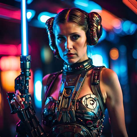 Cyberpunk Princess Leia - AI Generated Artwork - NightCafe Creator
