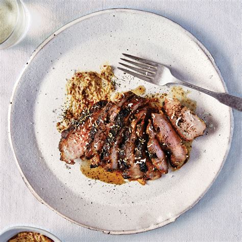 Pork Shoulder Steaks With Horseradish-Mustard Sauce Recipe | Bon Appétit