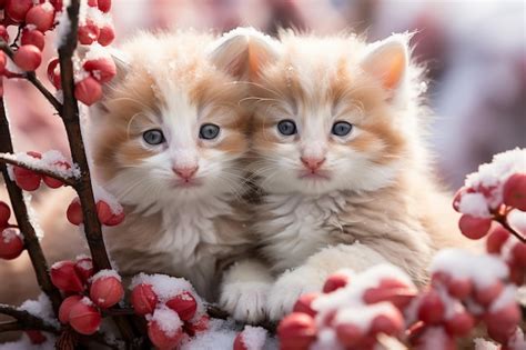 Premium AI Image | cute cat portrait winter background wallpaper