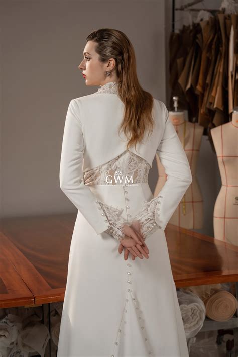 Modify Aline Long Sleeves Wedding Dress - GWM2221 - Gorgeous Wedding