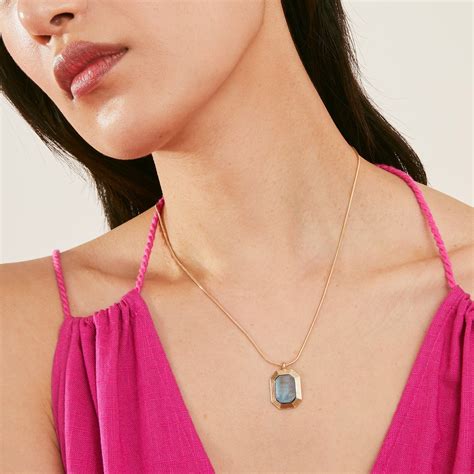 Buy Grey Pearlised Bevelled Edge Pendant - Accessorize India