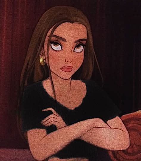 Brown Hair Cartoon Girl Aesthetic