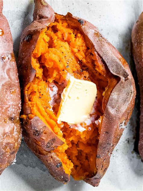 Perfect Baked Sweet Potatoes - Baking times and optional toppings