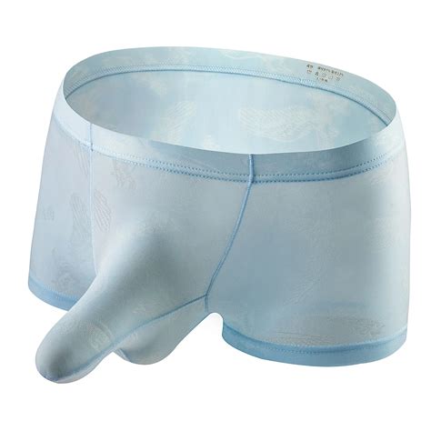 Men's Ice Silk Boxer Shorts Panties Sheer Penise Sleeves Briefs