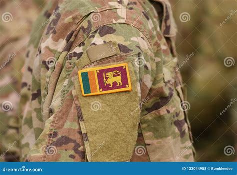 Flag of Sri Lanka on Soldiers Arm Collage Stock Photo - Image of force ...