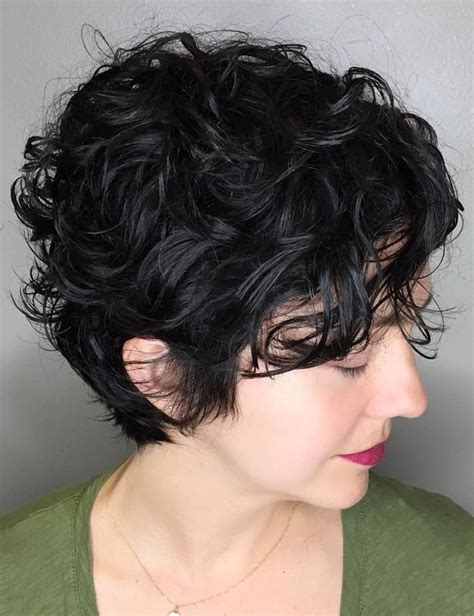Long Black Pixie With Messy Curls | Short wavy hair, Curly pixie ...