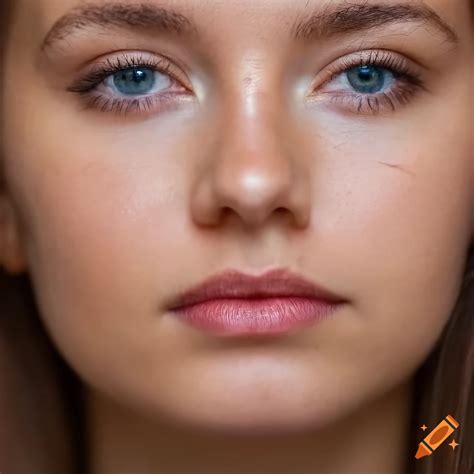 high resolution portrait   young woman  textured skin  craiyon