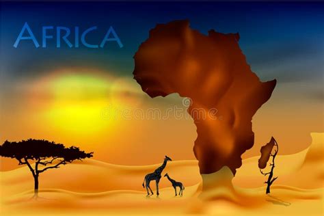 L'Africa, Fauna Della Savana E Flora Illustrazione Vettoriale ...