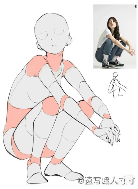 squatting  reference anime pose art crouch pose ref art tutorial