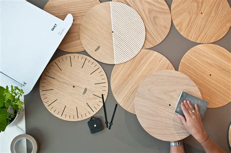 wooden wall clock modern minimal design home decor natural wood