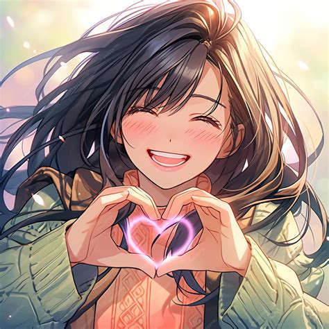 Premium Photo | Anime girl making heart with her hands with a heart ...