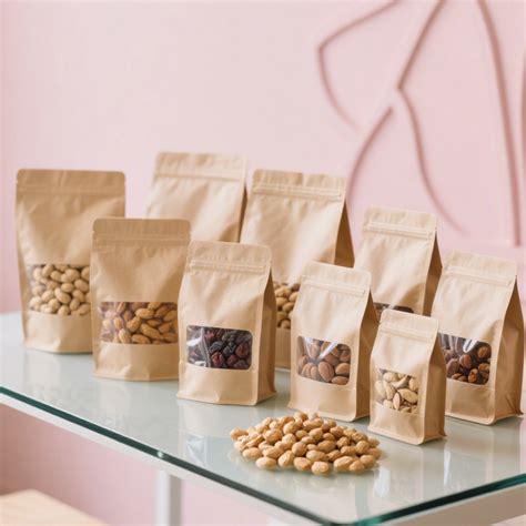 kraft paper pouch  window  candy  dry food packaging
