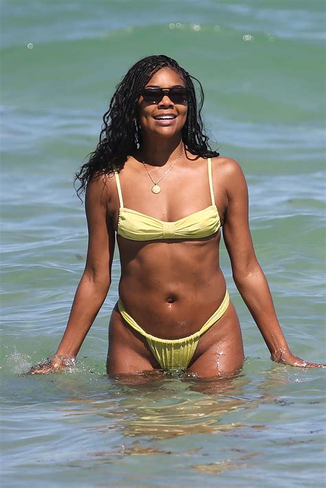 Gabrielle Union Wows in Yellow Bikini, Smooches Dwyane Wade