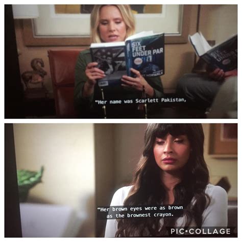 The Good Place, season 4 episode 6. This entire scene is a great parody