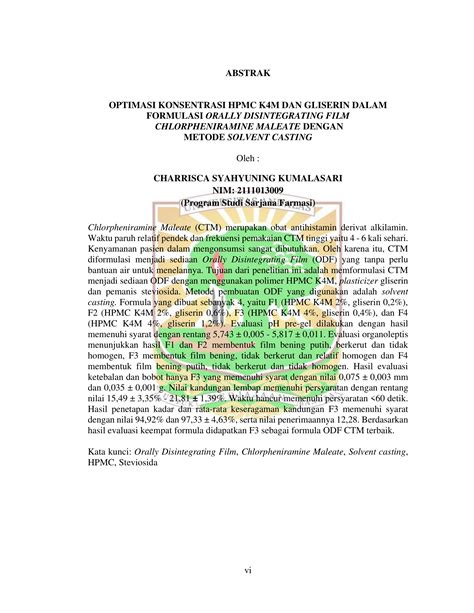 OPTIMASI KONSENTRASI HPMC K4M DAN GLISERIN DALAM FORMULASI ORALLY
