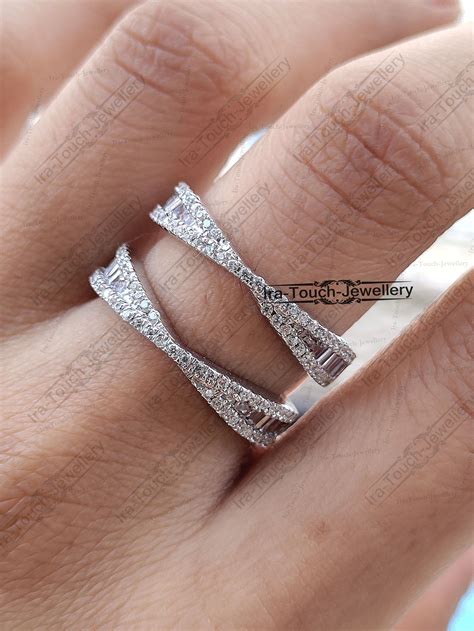 Diamond Band Enhancer Ring, White Gold Finish Guard Band Anniversary