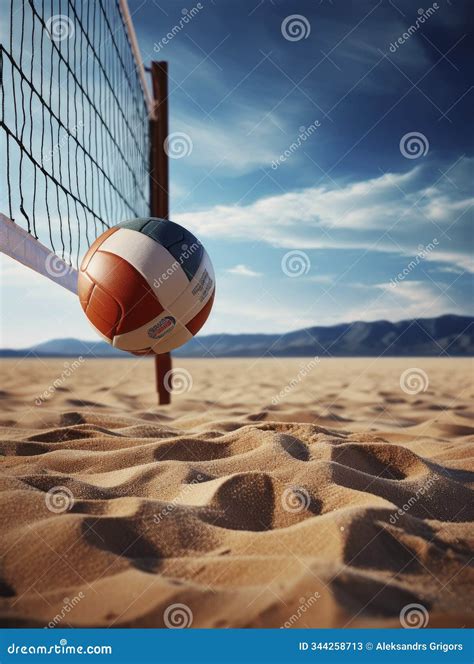 Beach Volleyball Net and Ball on Sand Stock Image - Image of team