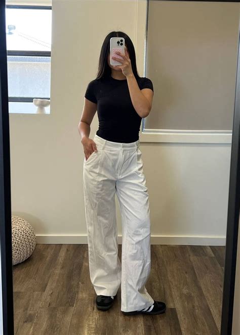 black top white trousers basics capsule wardrobe black shirt